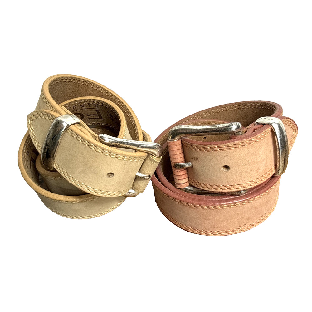 Women’s Fossil Leather Belt Lot Size M Tan Pink Western Boho Classic Casual GUC